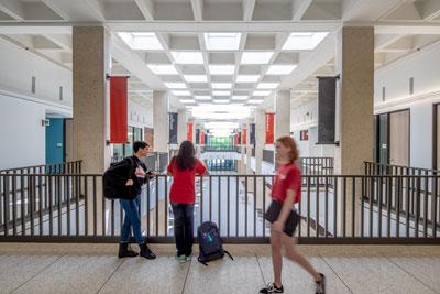 students on the second floor of the setzer student center